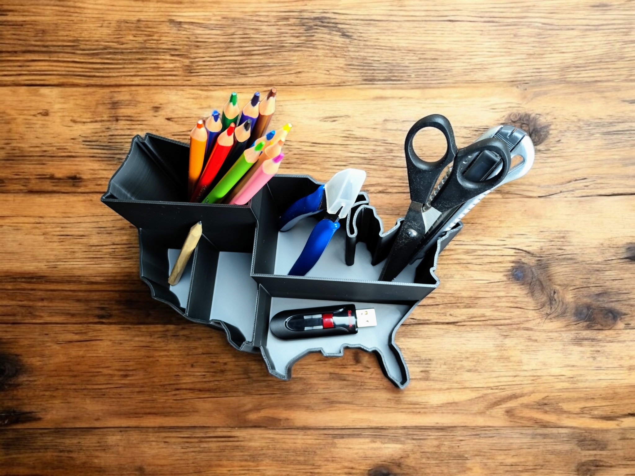 Desk Organizer U.S.A Map - Side View